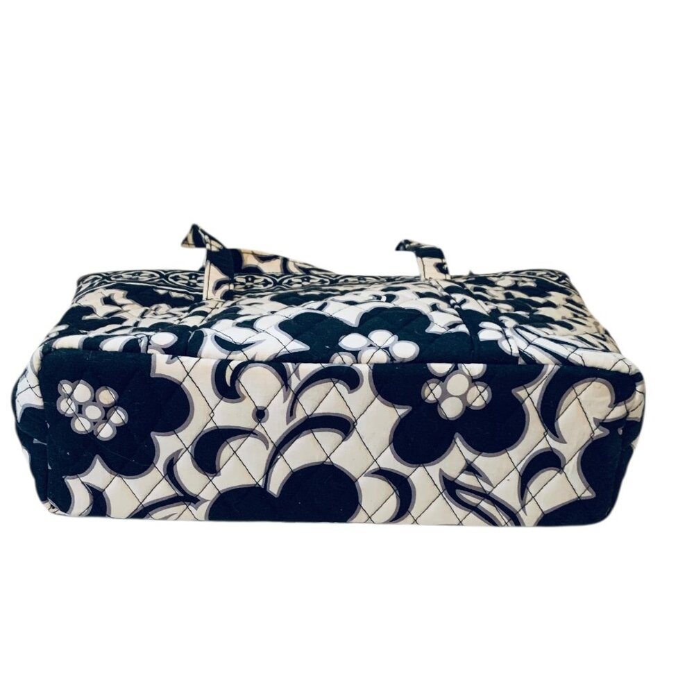 Vera Bradley "Night & Day" Tote Bag Black And White Floral Pattern - Picture 3 of 6